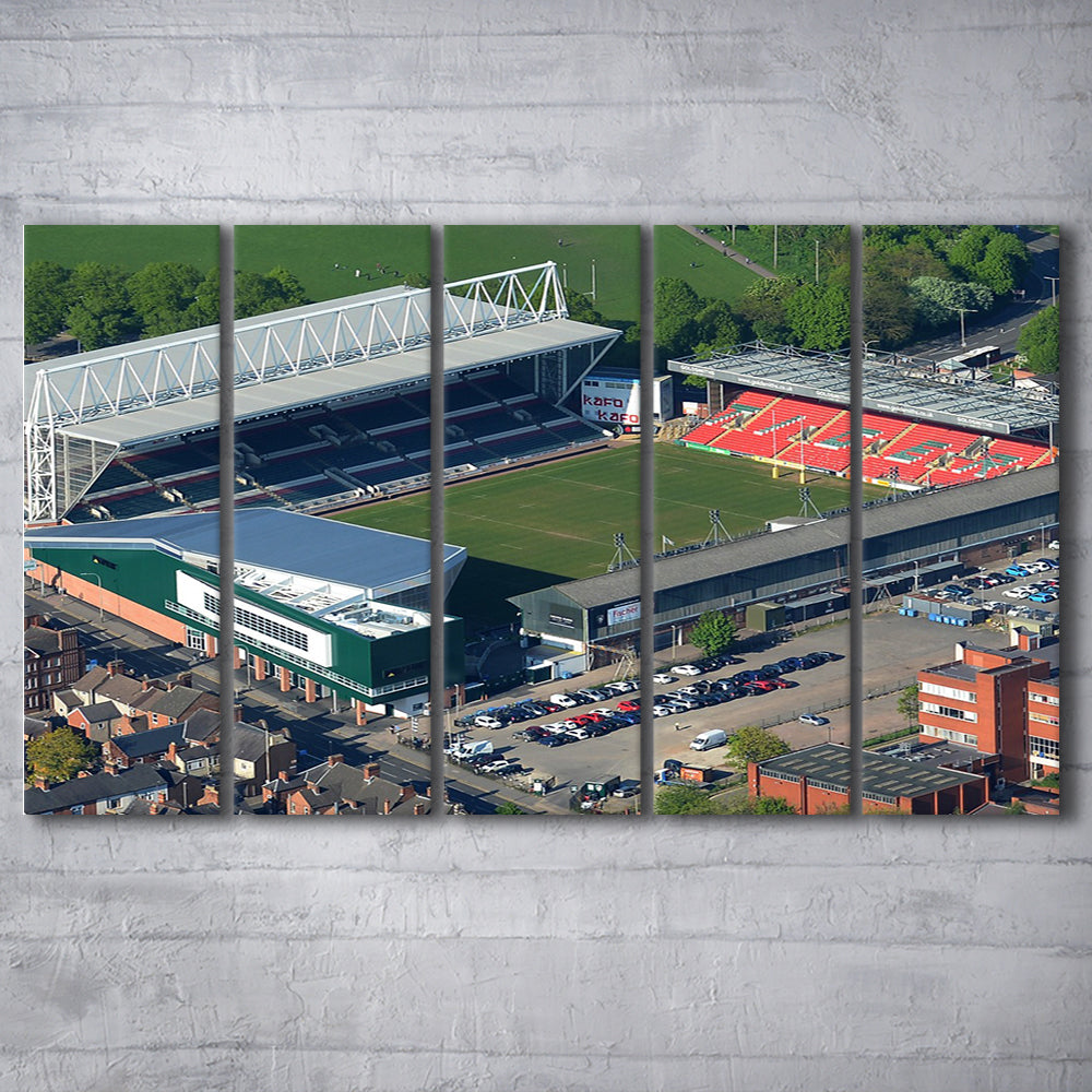Mattioli Woods Welford Road Stadium, Stadium Canvas, Sport Art, 5 Panel B, Extra Large Canvas, Canvas Print Wall Art