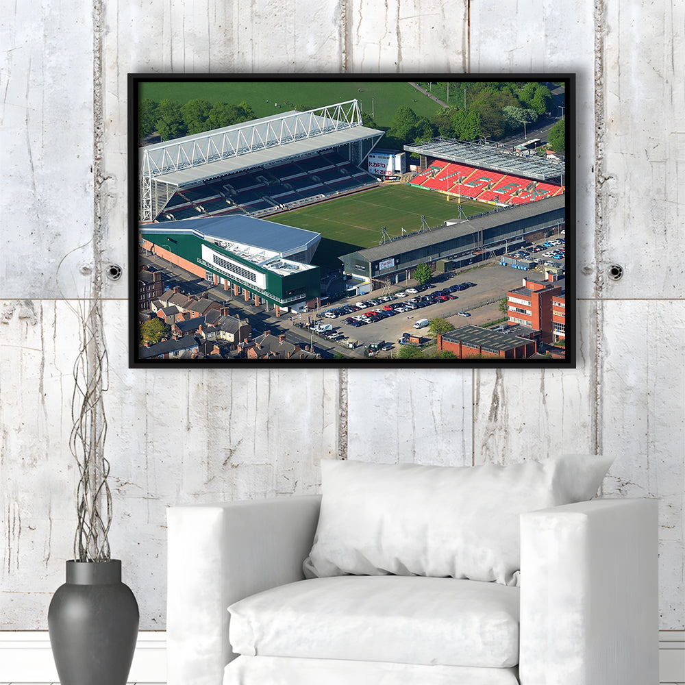 Mattioli Woods Welford Road Stadium, Stadium Canvas, Sport Art, Framed Canvas Print Wall Art, Floating Frame
