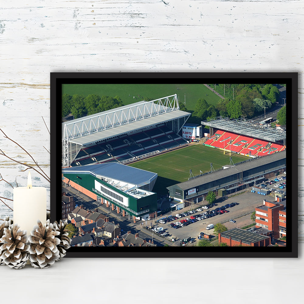 Mattioli Woods Welford Road Stadium, Stadium Canvas, Sport Art, Framed Canvas Print Wall Art, Floating Frame