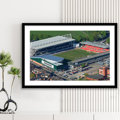 Mattioli Woods Welford Road Stadium, Stadium Canvas, Sport Art, Gift for him, White Border Framed Art Print Wall Decor