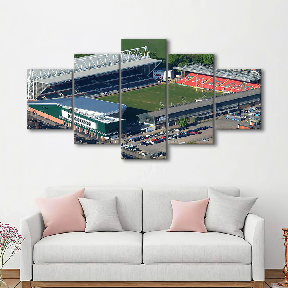 Mattioli Woods Welford Road Stadium, Stadium Canvas, Sport Art, Gift for him, 5 Panel, Large Canvas, Canvas Print Wall Art