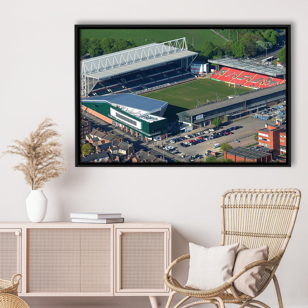 Mattioli Woods Welford Road Stadium, Stadium Canvas, Sport Art, Framed Canvas Print Wall Art, Floating Frame