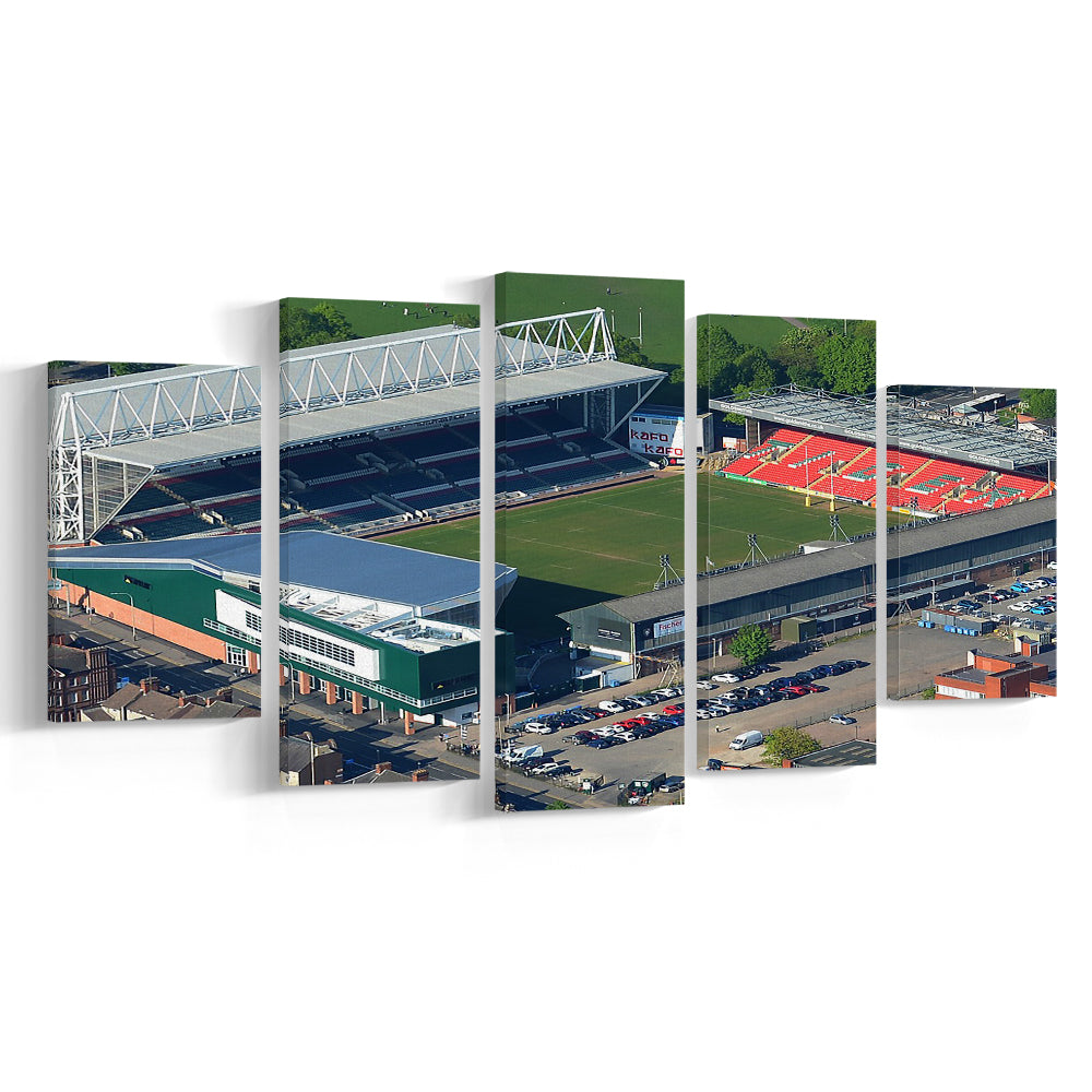 Mattioli Woods Welford Road Stadium, Stadium Canvas, Sport Art, Gift for him, 5 Panel, Large Canvas, Canvas Print Wall Art