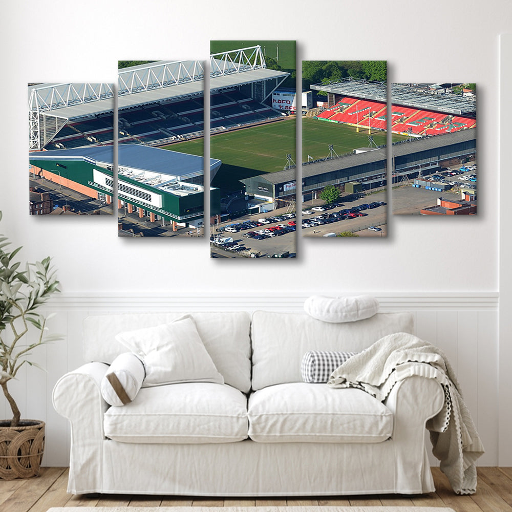 Mattioli Woods Welford Road Stadium, Stadium Canvas, Sport Art, Gift for him, 5 Panel, Large Canvas, Canvas Print Wall Art