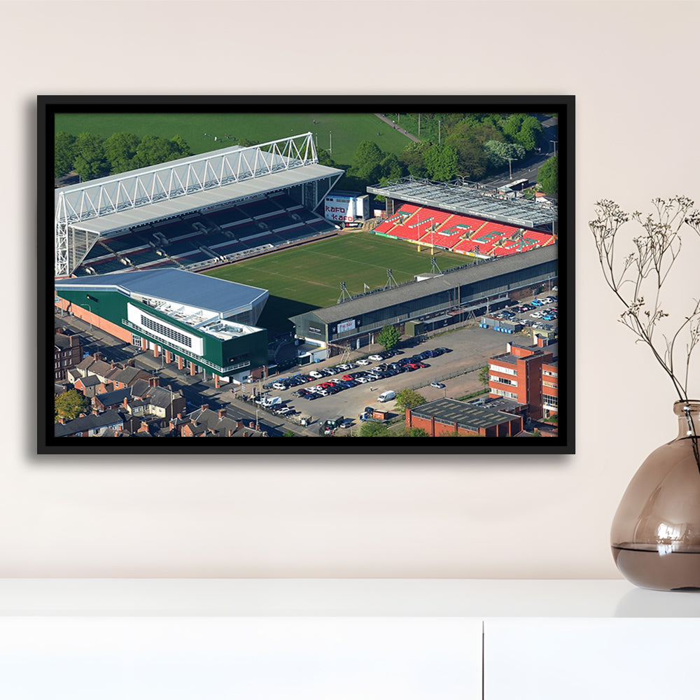 Mattioli Woods Welford Road Stadium, Stadium Canvas, Sport Art, Framed Canvas Print Wall Art, Floating Frame