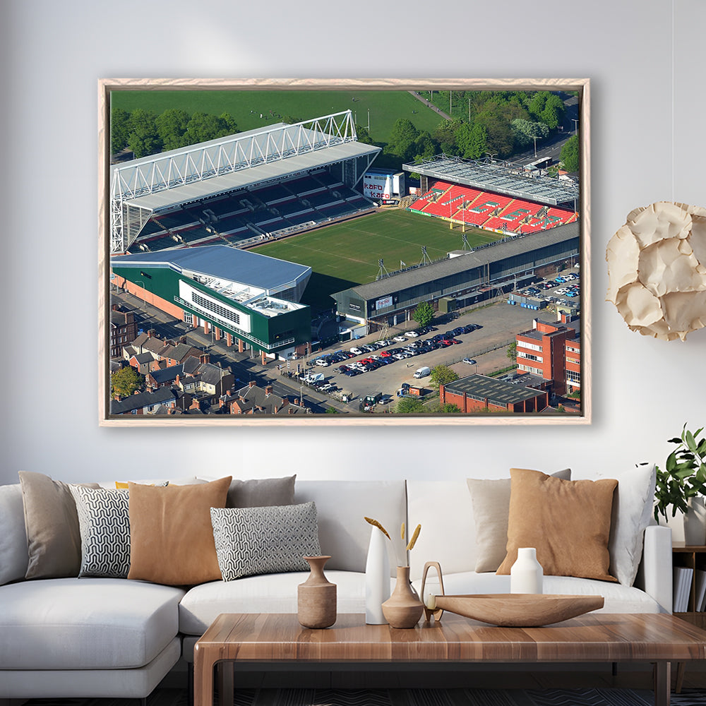 Mattioli Woods Welford Road Stadium, Stadium Canvas, Sport Art, Framed Canvas Print Wall Art, Floating Frame
