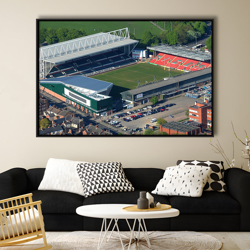 Mattioli Woods Welford Road Stadium, Stadium Canvas, Sport Art, Framed Canvas Print Wall Art, Floating Frame