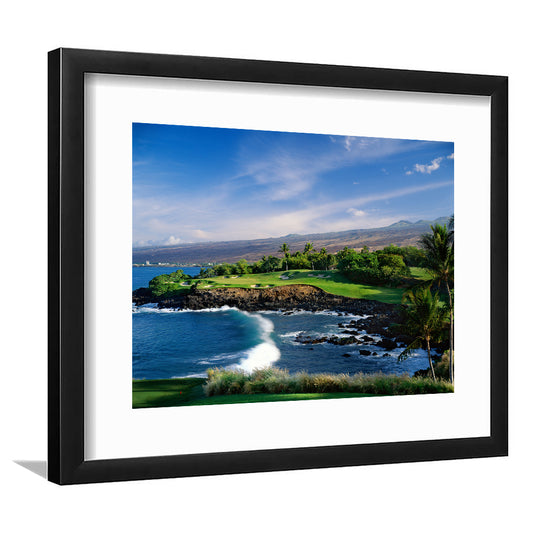 Mauna Kea Golf Course Hole 03, Hawaii, Goft Art Print, Framed Art Print White Border Wall Decor