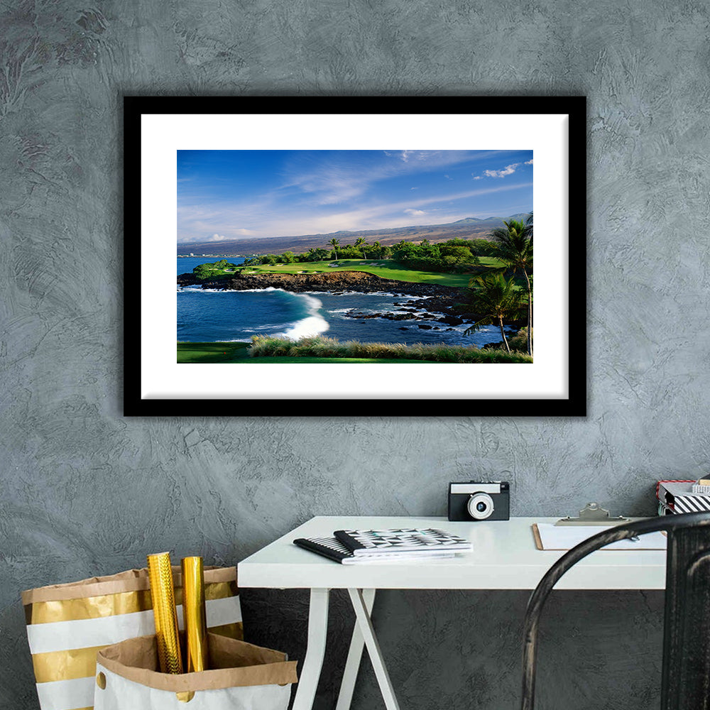 Mauna Kea Golf Course Hole 03, Hawaii, Goft Art Print, Framed Art Print White Border Wall Decor