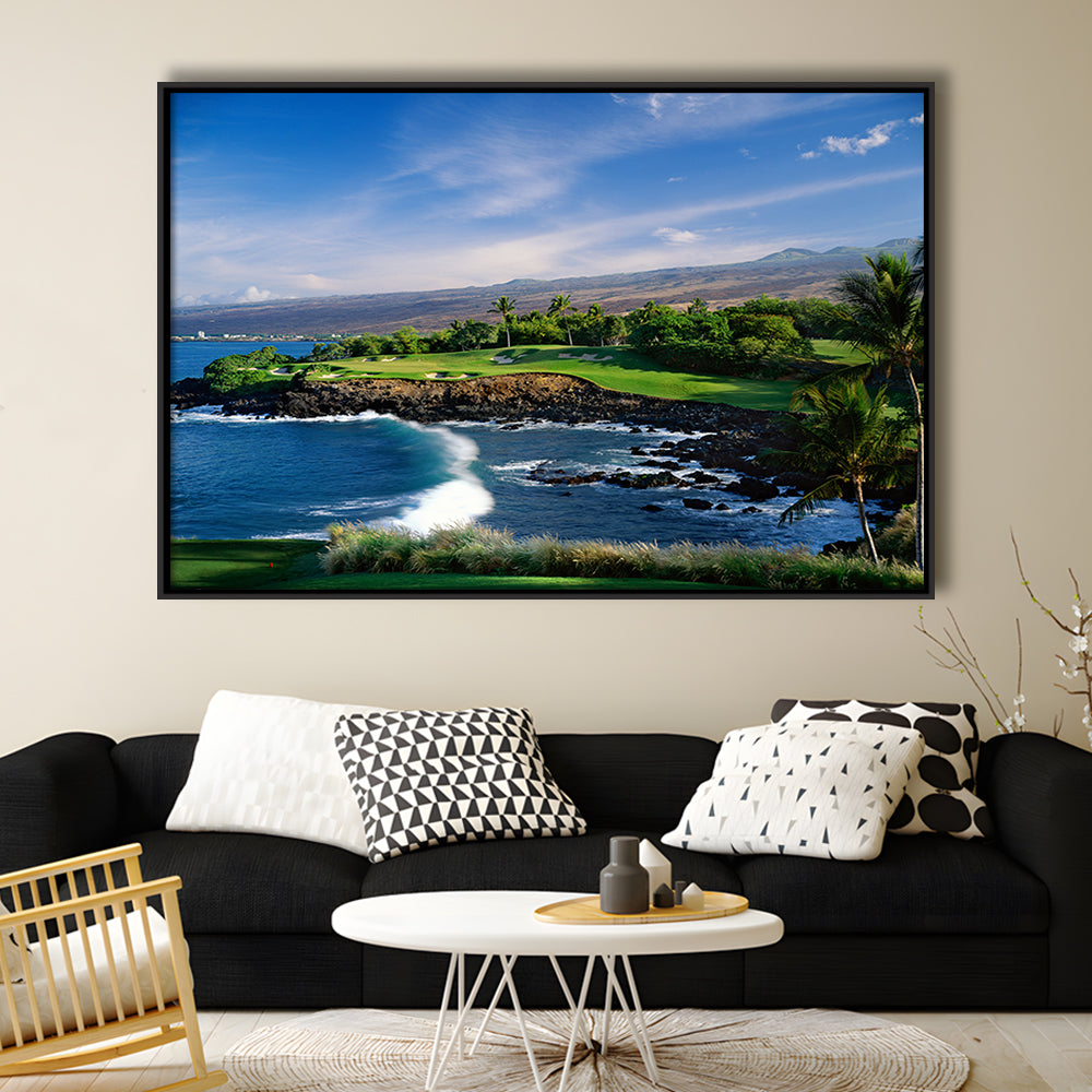 Mauna Kea Golf Course Hole 03, Hawaii, Floating Framed Canvas Print Wall Art