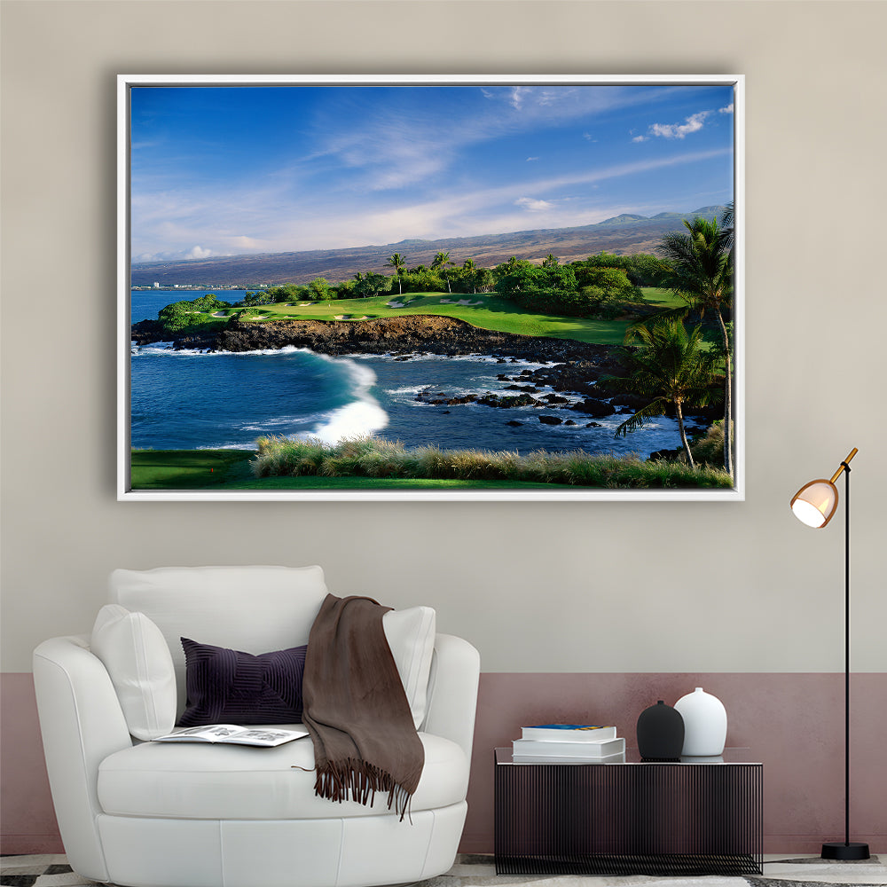 Mauna Kea Golf Course Hole 03, Hawaii, Floating Framed Canvas Print Wall Art