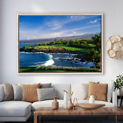 Mauna Kea Golf Course Hole 03, Hawaii, Floating Framed Canvas Print Wall Art
