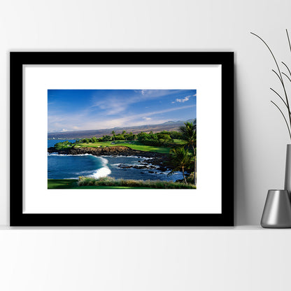 Mauna Kea Golf Course Hole 03, Hawaii, Goft Art Print, Framed Art Print White Border Wall Decor