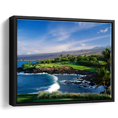 Mauna Kea Golf Course Hole 03, Hawaii, Floating Framed Canvas Print Wall Art