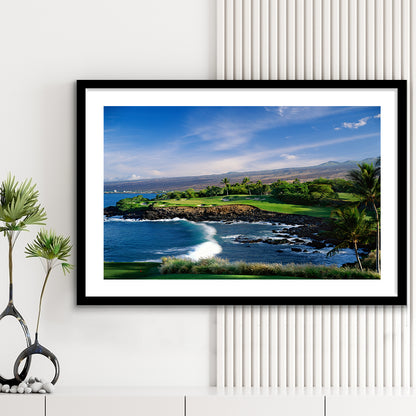 Mauna Kea Golf Course Hole 03, Hawaii, Goft Art Print, Framed Art Print White Border Wall Decor