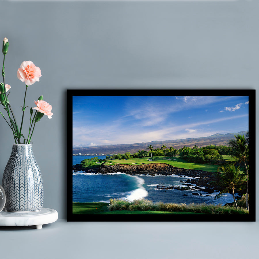 Mauna Kea Golf Course Hole 03, Hawaii, Framed Art Print Wall Decor, Picture Framed