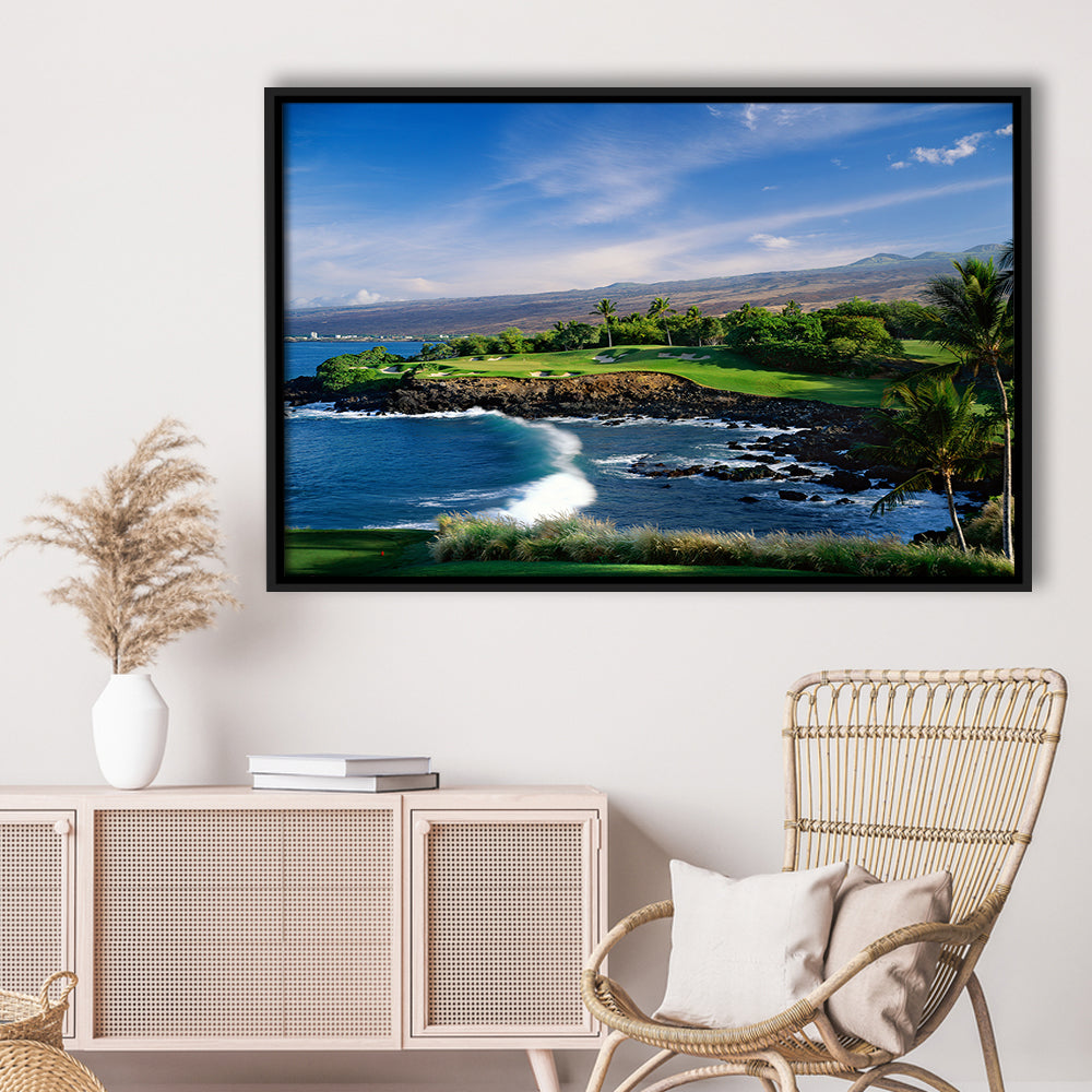 Mauna Kea Golf Course Hole 03, Hawaii, Floating Framed Canvas Print Wall Art