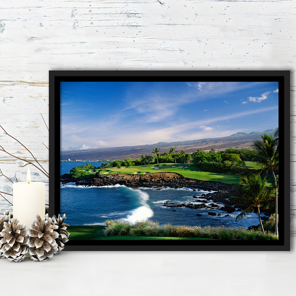 Mauna Kea Golf Course Hole 03, Hawaii, Floating Framed Canvas Print Wall Art