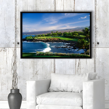 Mauna Kea Golf Course Hole 03, Hawaii, Floating Framed Canvas Print Wall Art