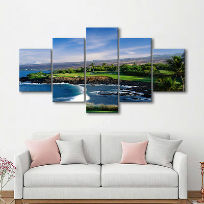 Mauna Kea Golf Course Hole 03, Hawaii, Golf Art Print, 5 Pieces Mixed Canvas Print Wall Art