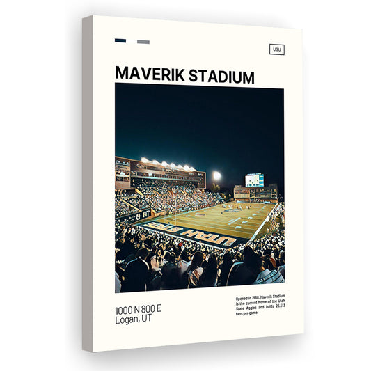 Maverik Stadium Print, Utah State Aggies Stadium Canvas Art, Fan Gifts, Sport Art, Canvas Print Wall Art