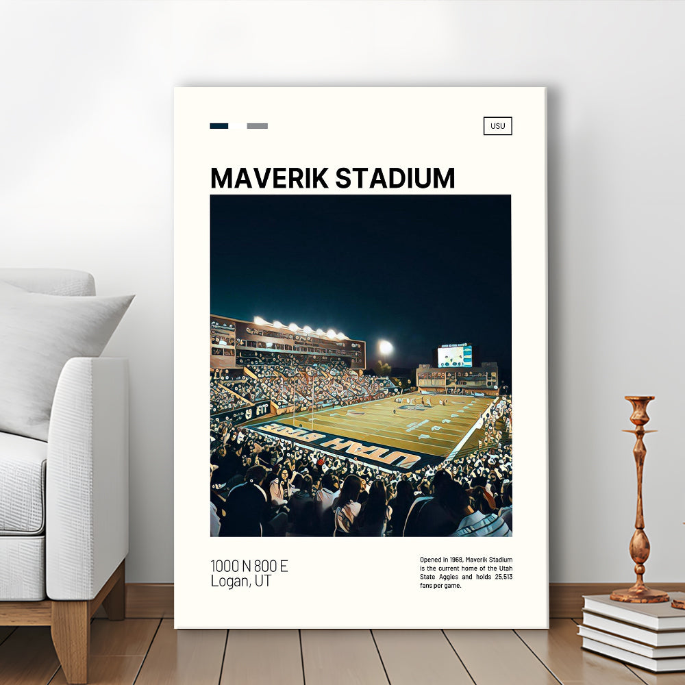 Maverik Stadium Print, Utah State Aggies Stadium Canvas Art, Fan Gifts, Sport Art, Canvas Print Wall Art