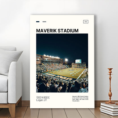 Maverik Stadium Print, Utah State Aggies Stadium Canvas Art, Fan Gifts, Sport Art, Canvas Print Wall Art