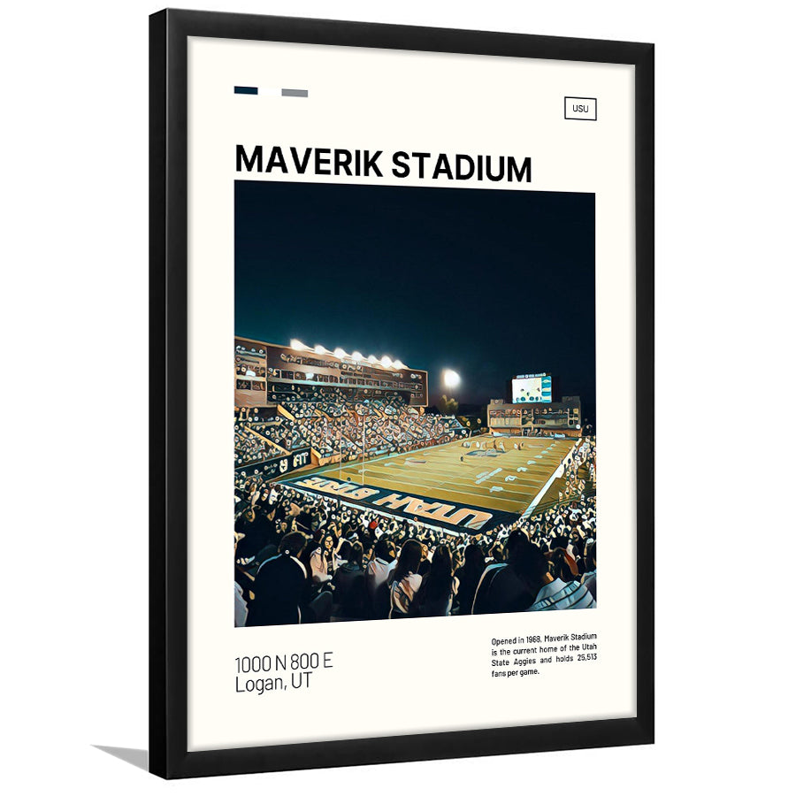 Maverik Stadium Print, Utah State Aggies Stadium Art, Gifts for him, Sport Art, Framed Art Print Wall Decor