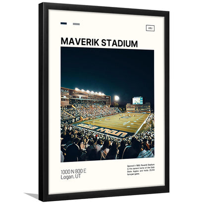 Maverik Stadium Print, Utah State Aggies Stadium Art, Gifts for him, Sport Art, Framed Art Print Wall Decor