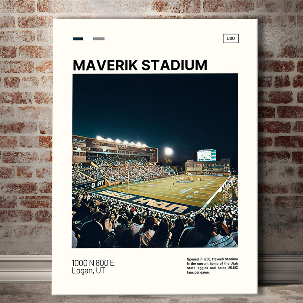 Maverik Stadium Print, Utah State Aggies Stadium Canvas Art, Fan Gifts, Sport Art, Canvas Print Wall Art