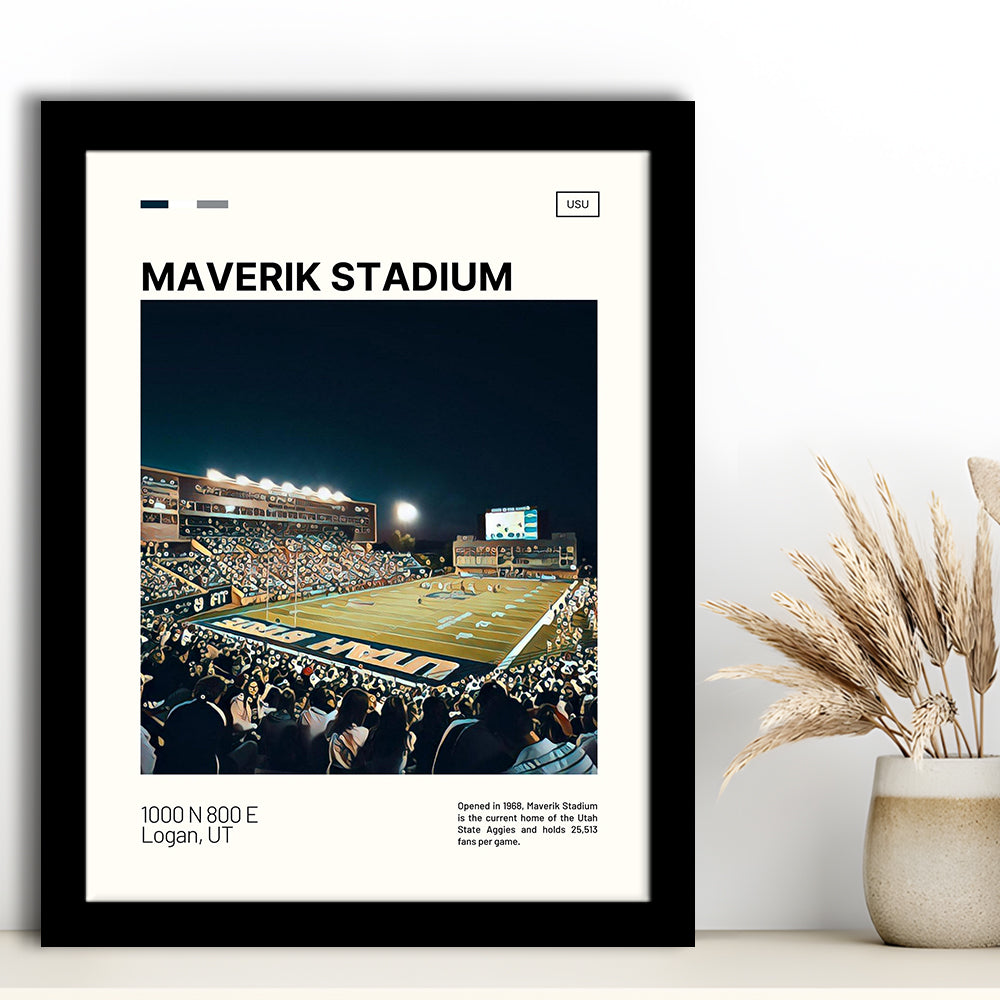Maverik Stadium Print, Utah State Aggies Stadium Art, Gifts for him, Sport Art, Framed Art Print Wall Decor