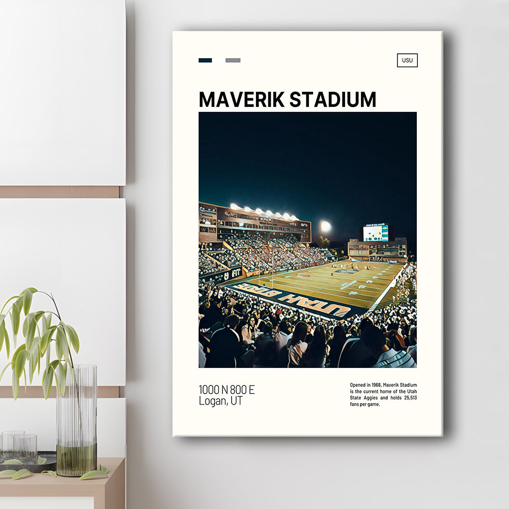 Maverik Stadium Print, Utah State Aggies Stadium Canvas Art, Fan Gifts, Sport Art, Canvas Print Wall Art