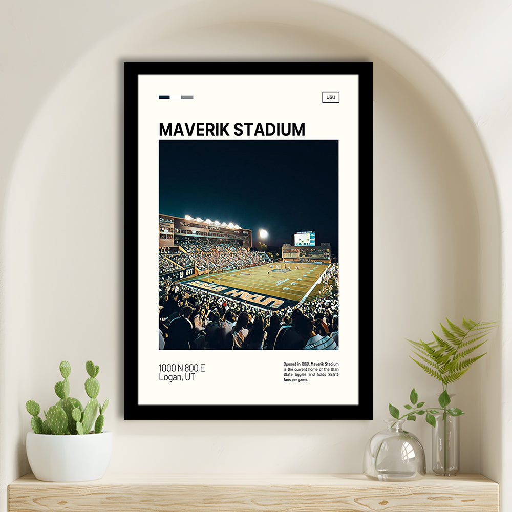 Maverik Stadium Print, Utah State Aggies Stadium Art, Gifts for him, Sport Art, Framed Art Print Wall Decor