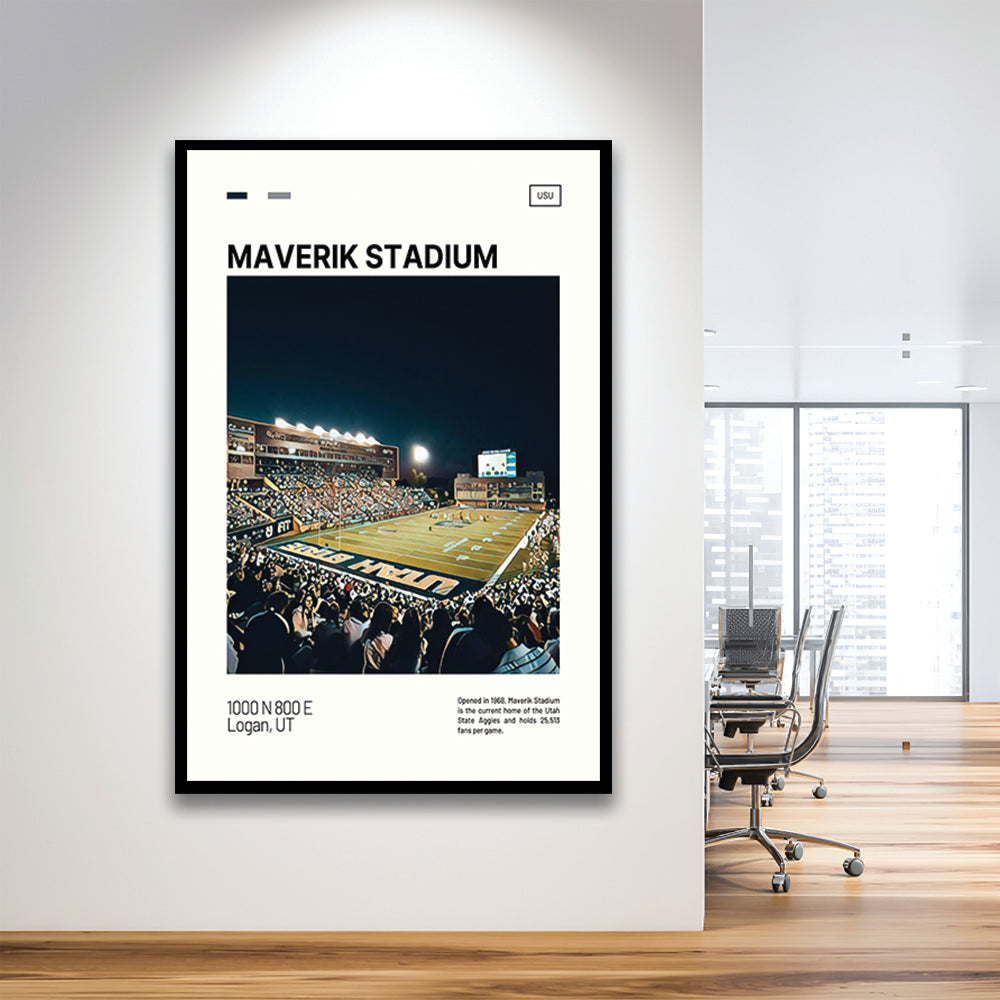 Maverik Stadium Print, Utah State Aggies Stadium Art, Gifts for him, Sport Art, Framed Art Print Wall Decor