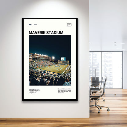 Maverik Stadium Print, Utah State Aggies Stadium Art, Gifts for him, Sport Art, Framed Art Print Wall Decor