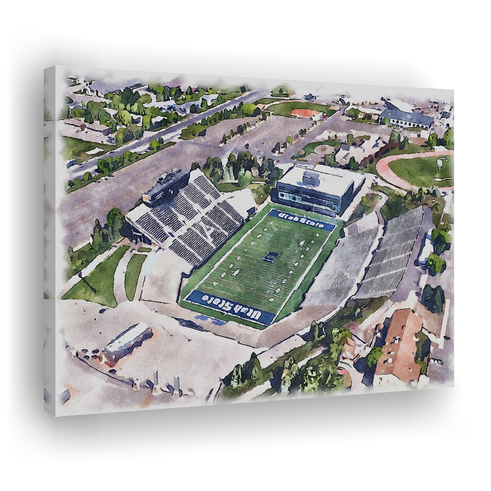 Maverik Painting Stadium Watercolor, Logan Utah Watercolor, Sport Art, Gifts for him, Canvas Print Wall Art