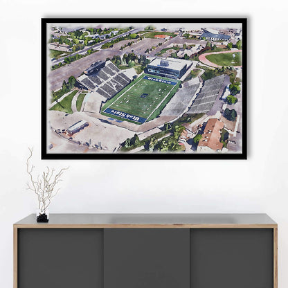 Maverik Painting Stadium Watercolor, Logan Utah Watercolor, Sport Gift Art, Framed Art Print Wall Decor