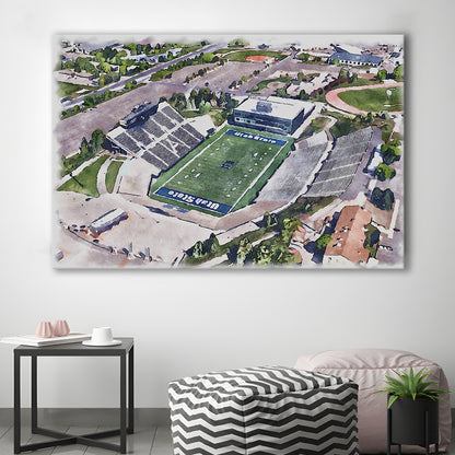 Maverik Painting Stadium Watercolor, Logan Utah Watercolor, Sport Art, Gifts for him, Canvas Print Wall Art