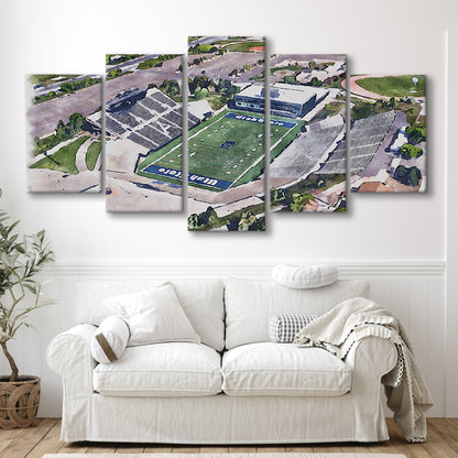 Maverik Painting Stadium Watercolor, Logan Utah Watercolor, Sport Art, Mixed 5 Panel, Canvas Print Wall Art
