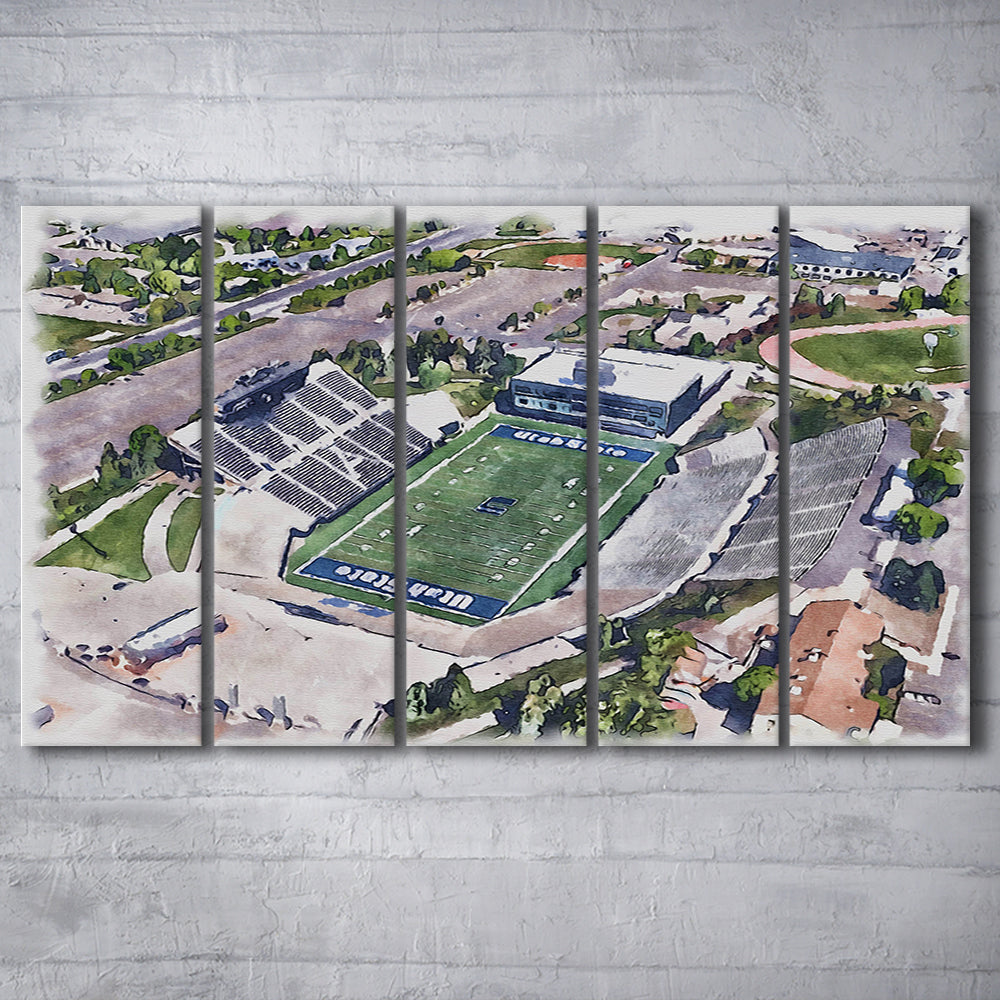 Maverik Painting Stadium Watercolor, Logan Utah Watercolor, Sport Art, Extra Large Canvas Print Wall Art