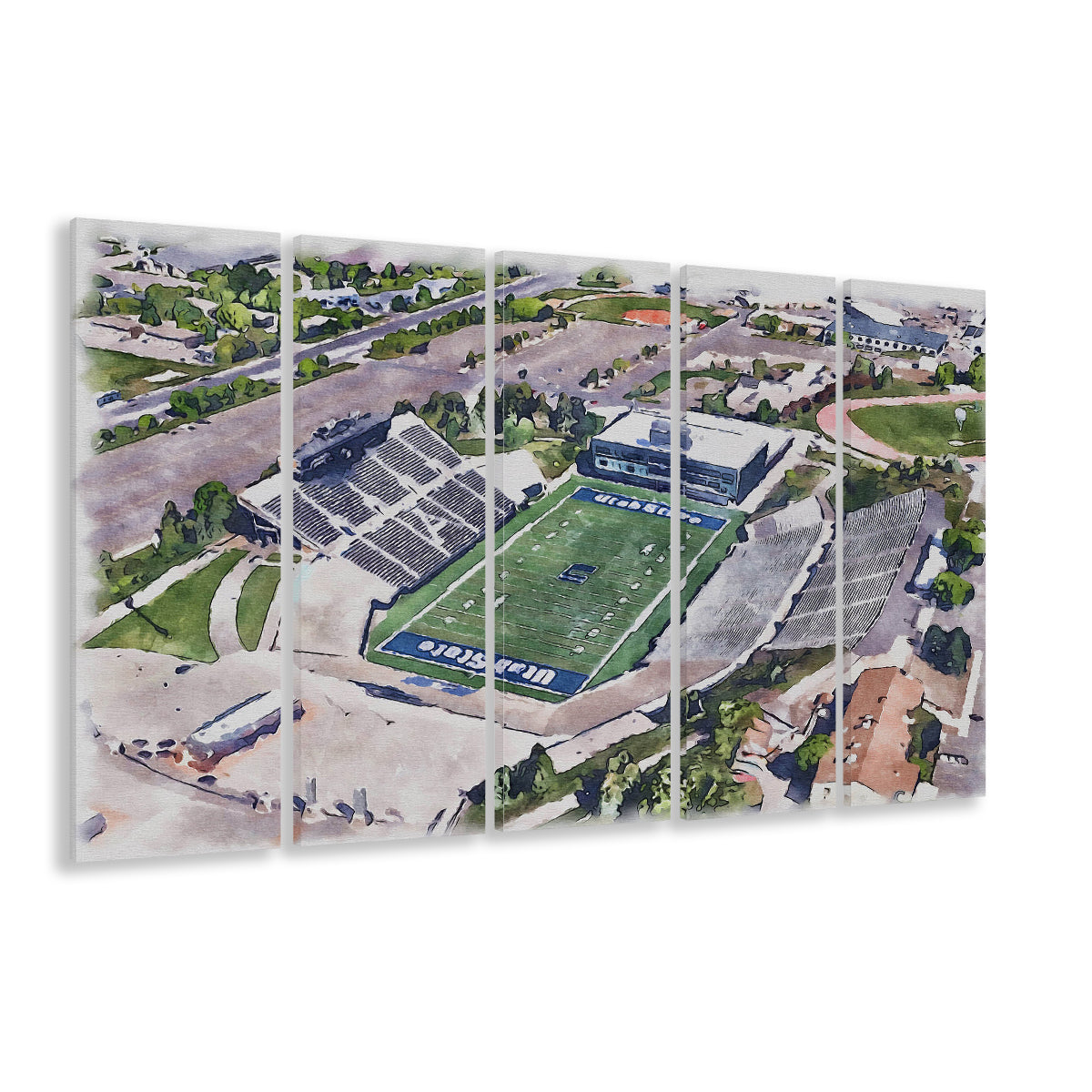 Maverik Painting Stadium Watercolor, Logan Utah Watercolor, Sport Art, Extra Large Canvas Print Wall Art