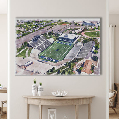 Maverik Painting Stadium Watercolor, Logan Utah Watercolor, Sport Art, Gifts for him, Canvas Print Wall Art