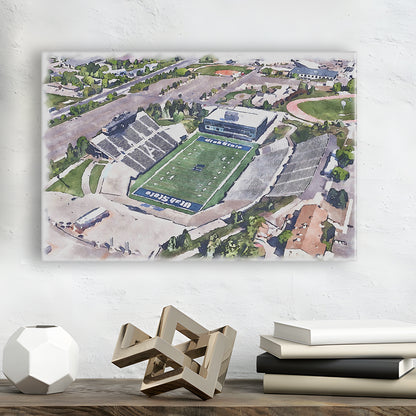 Maverik Painting Stadium Watercolor, Logan Utah Watercolor, Sport Art, Gifts for him, Canvas Print Wall Art