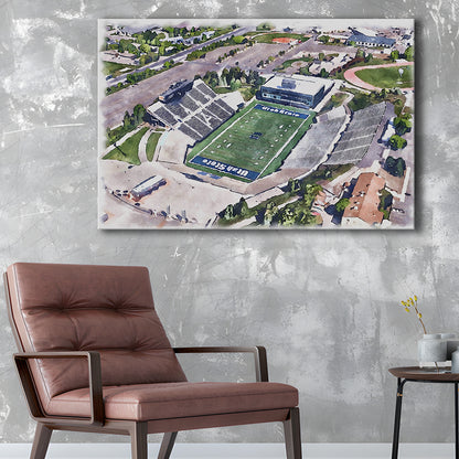 Maverik Painting Stadium Watercolor, Logan Utah Watercolor, Sport Art, Gifts for him, Canvas Print Wall Art