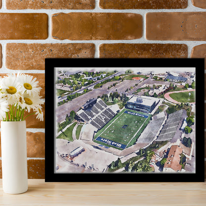 Maverik Painting Stadium Watercolor, Logan Utah Watercolor, Sport Gift Art, Framed Art Print Wall Decor