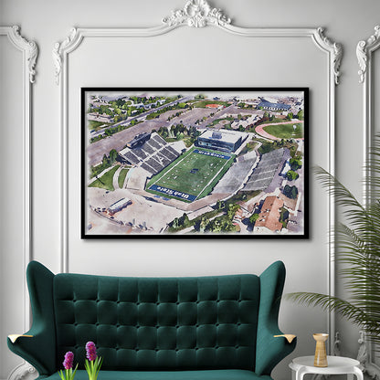 Maverik Painting Stadium Watercolor, Logan Utah Watercolor, Sport Gift Art, Framed Art Print Wall Decor