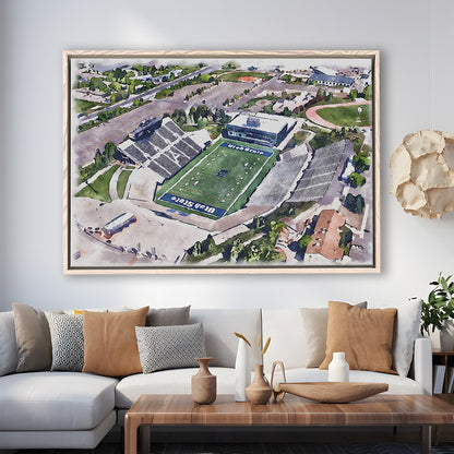 Maverik Painting Stadium Watercolor, Logan Utah Watercolor, Sport Gift Art, Framed Canvas Print Wall Art