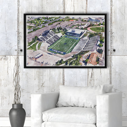 Maverik Painting Stadium Watercolor, Logan Utah Watercolor, Sport Gift Art, Framed Canvas Print Wall Art