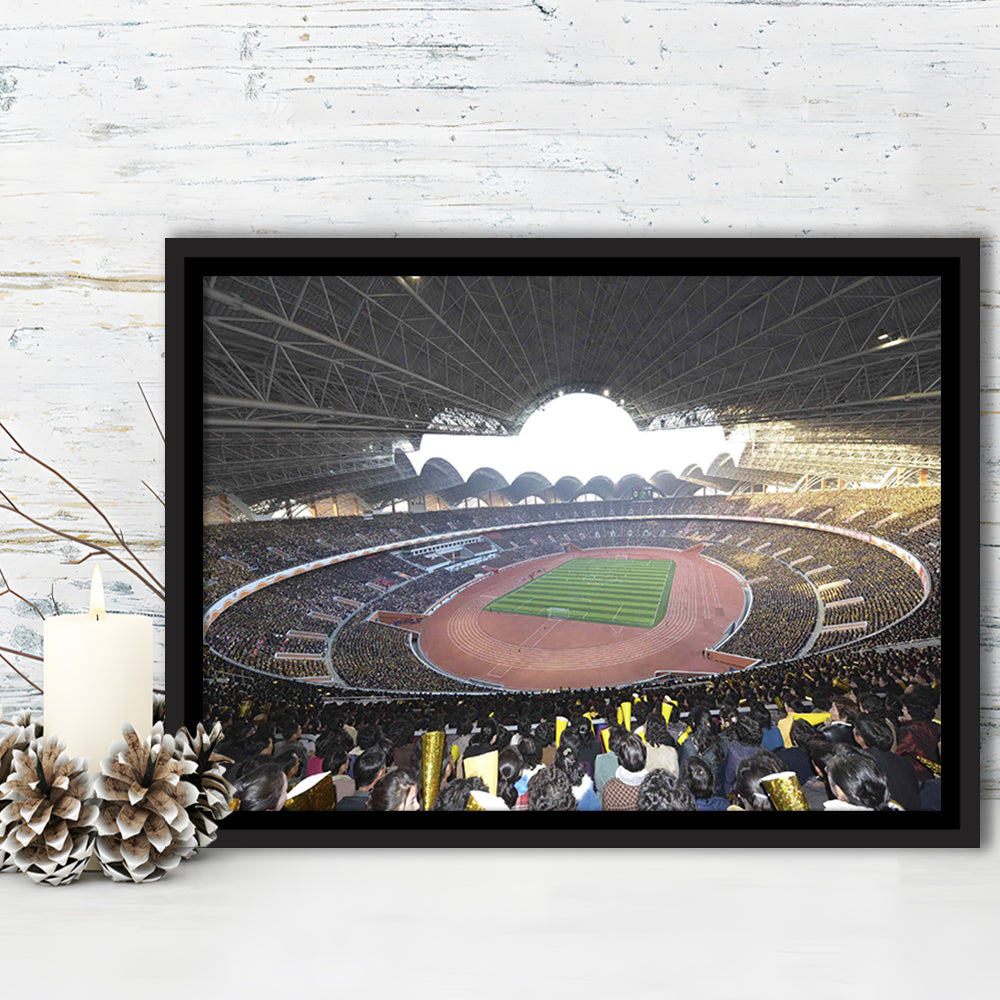May Stadium North Korea, Stadium Canvas, Sport Art, Framed Canvas Print Wall Art, Floating Frame