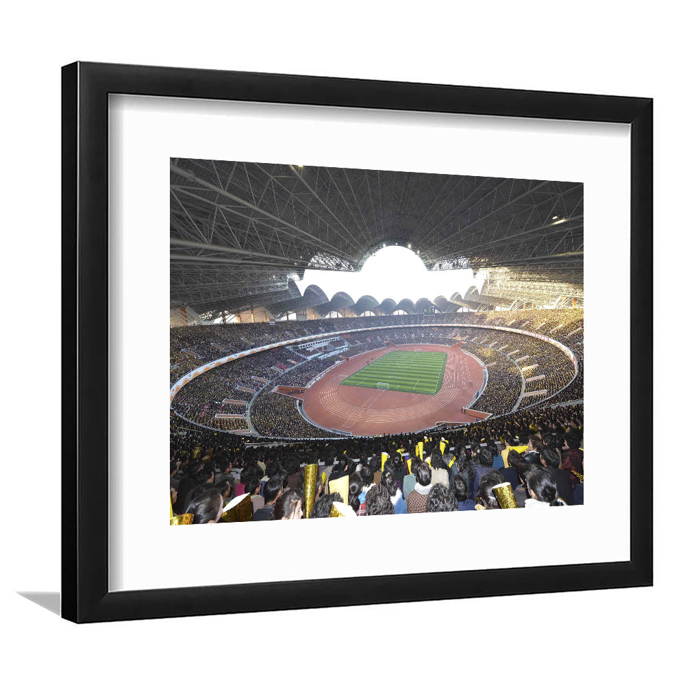 May Stadium North Korea, Stadium Canvas, Sport Art, Gift for him, White Border Framed Art Print Wall Decor